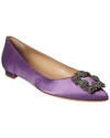 MANOLO BLAHNIK HANGISI SATIN FLAT