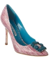 MANOLO BLAHNIK HANGISI 105 LEATHER PUMP,2900082168064