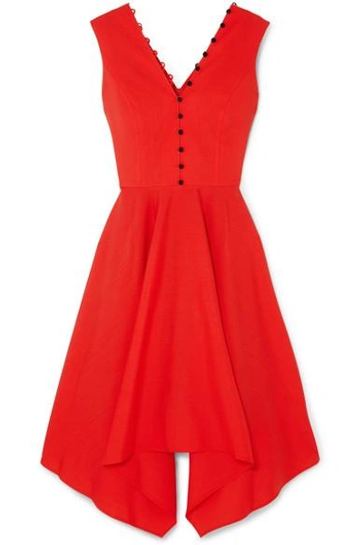 Adeam Asymmetric Wool-blend Crepe Dress In Red