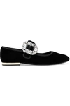 ROGER VIVIER CRYSTAL-EMBELLISHED VELVET BALLET FLATS