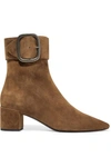 Saint Laurent Joplin 50 Suede Ankle Boots In Camel