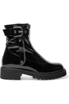 GIUSEPPE ZANOTTI PATENT-LEATHER COMBAT BOOTS