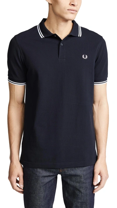 Fred Perry Mens Bomber Collar Polo Shirt Nos In Navy