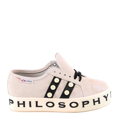 Philosophy Di Lorenzo Serafini Pearl-embellished Sneakers In Beige