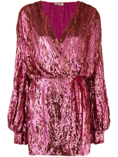 Attico Sequin Wrap Dress - 粉色 In Pink