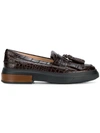 TOD'S TOD'S TASSEL LEATHER LOAFERS - BROWN