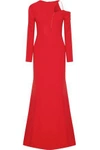 ANTONIO BERARDI CUTOUT BUTTON-DETAILED CADY GOWN,3074457345618934831