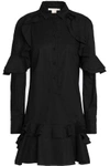 ANTONIO BERARDI ANTONIO BERARDI WOMAN TIERED COTTON-BLEND POPLIN MINI DRESS BLACK,3074457345619116821