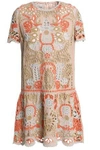 VALENTINO EMBELLISHED BRODERIE ANGLAISE LINEN MINI DRESS,3074457345618769407