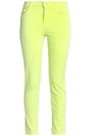 J BRAND WOMAN CROPPED LOW-RISE SKINNY JEANS LIME GREEN,GB 22308642287778191