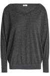 BRUNELLO CUCINELLI WOMAN BEAD-EMBELLISHED CASHMERE AND SILK-BLEND SWEATER DARK GRAY,US 1016843419876801