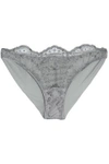 ID SARRIERI WOMAN LACE AND STRETCH-TULLE LOW-RISE BRIEFS LIGHT GRAY,GB 1016843419920370