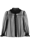 SIMONE ROCHA SIMONE ROCHA WOMAN RUFFLE-TRIMMED EMBELLISHED TULLE BLOUSE BLACK,3074457345619156638