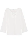 FRAME MIRRORED LACE-UP CREPE BLOUSE,3074457345619210180