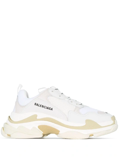 Balenciaga Off-white Clear Sole Triple S Sneakers In Light Beige