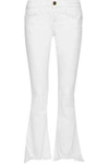 CURRENT ELLIOTT WOMAN THE FLIP FLOP FRAYED MID-RISE FLARED JEANS WHITE,US 2243576767826040