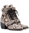 CHLOÉ RYLEE SNAKE-EMBOSSED LEATHER ANKLE BOOTS,P00344857
