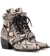 Chloé Rylee Cutout Snake-effect Leather Ankle Boots In Black