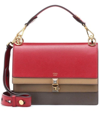 Fendi Kan I Colorblock Calf Leather Shoulder Bag In Strawberry