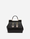 DOLCE & GABBANA MEDIUM SICILY BAG IN DAUPHINE CALFSKIN WITH PATCHES OF THE DESIGNERS,BB6002AU79280999