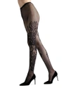 Natori Scroll Patterned Fishnet Tights In Black