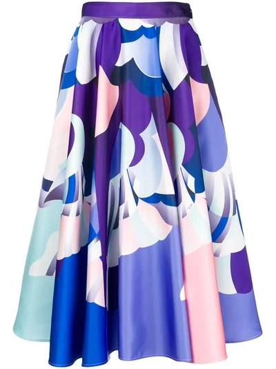 Emilio Pucci Duchesse Satin A-line Skirt In Blue