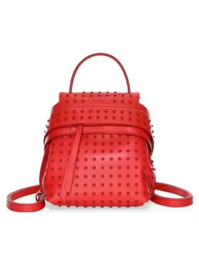 Tod's Mini Gommino Wave Leather Backpack In Red