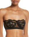 Else Petunia Stretch-mesh And Corded Lace Underwired Strapless Balconette Bra In Black