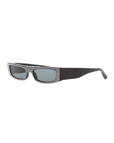 Alain Mikli Edwidge Narrow Jeweled Sunglasses In Black