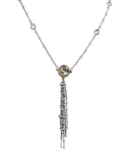 Konstantino Pythia Crystal & Corundum Tassel Necklace In Silver