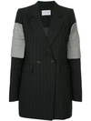 STRATEAS CARLUCCI STRIPED PLATED CUFF BLAZER