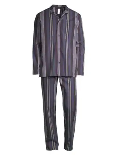Hanro Noe Striped Classic Two-piece Pajamas In Big Repeat
