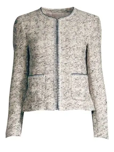Rebecca Taylor Speckled Hook-front Tweed Jacket In Grey Combo