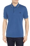 Fred Perry Extra Trim Fit Twin Tipped Pique Polo In Blue