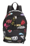 VETEMENTS MINI EMBROIDERED STICKER BACKPACK - BLACK,WAH19AC114