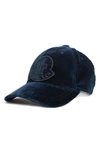 MONCLER LOGO VELVET CAP - BLUE,D20930039700549SE