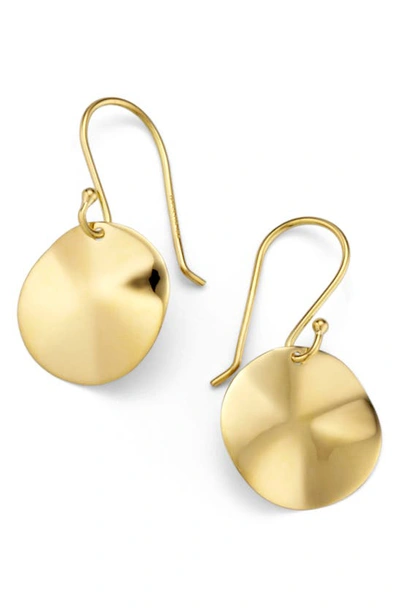 Ippolita Women's Glamazon Sculptural Metal 18k Yellow Gold Mini Wavy Disc Drop Earrings
