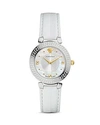 VERSACE VERSACE DAPHNIS MOTHER-OF-PEARL & WHITE LEATHER STRAP WATCH, 35MM,V16010017