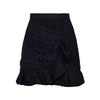 SELF-PORTRAIT NAVY RUFFLE-TRIMMED GUIPURE LACE SKIRT