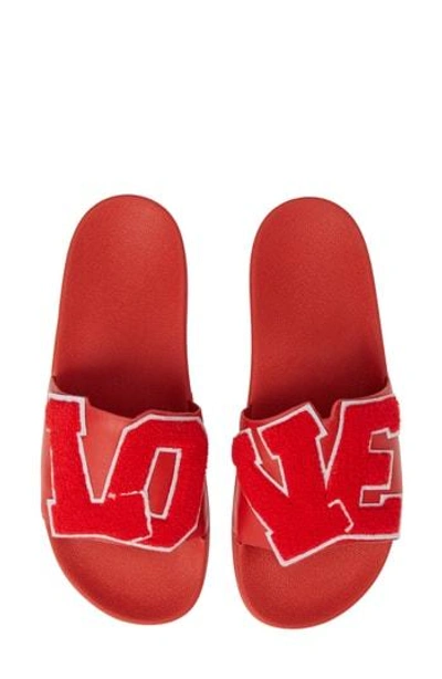 Tory Sport Tory Burch Love Slide Sandals In Red/red/snow White