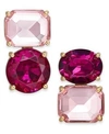 Kate Spade Gold-tone Double-stone Mismatch Stud Earrings In Pink Multi
