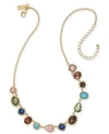 KATE SPADE KATE SPADE NEW YORK GOLD-TONE MULTI-STONE STATEMENT NECKLACE, 17" + 3" EXTENDER