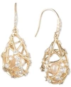 CAROLEE GOLD-TONE CRYSTAL & IMITATION PEARL CAGED DROP EARRINGS