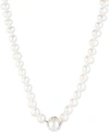 CAROLEE SILVER-TONE CRYSTAL & FRESHWATER PEARL (8MM) 18" COLLAR NECKLACE