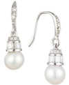 CAROLEE SILVER-TONE CRYSTAL & FRESHWATER PEARL (6MM) DROP EARRINGS