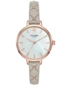 KATE SPADE KATE SPADE NEW YORK WOMEN'S METRO GRAY QUILTED LEATHER STRAP WATCH 34MM