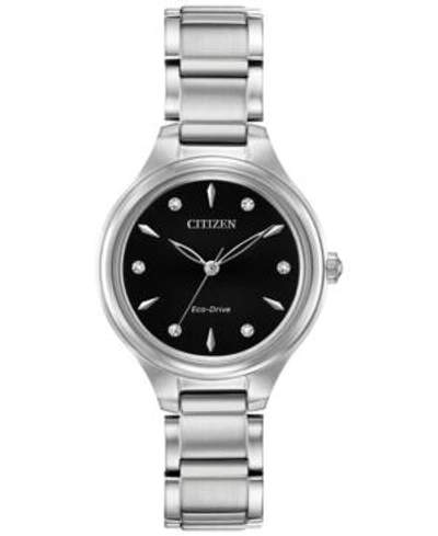 Citizen Eco-drive Women's Corso Diamond-accent Stainless Steel Bracelet Watch 29mm In Silver