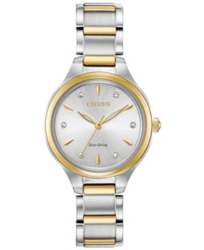 CITIZEN ECO-DRIVE WOMEN'S CORSO DIAMOND-ACCENT TWO-TONE STAINLESS STEEL BRACELET WATCH 29MM