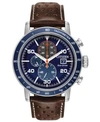 Citizen Eco-drive Men's Chronograph Brycen Chestnut Brown Leather Strap Watch 44mm