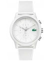 LACOSTE MEN'S CHRONOGRAPH L.12.12 WHITE SILICONE STRAP WATCH 44MM